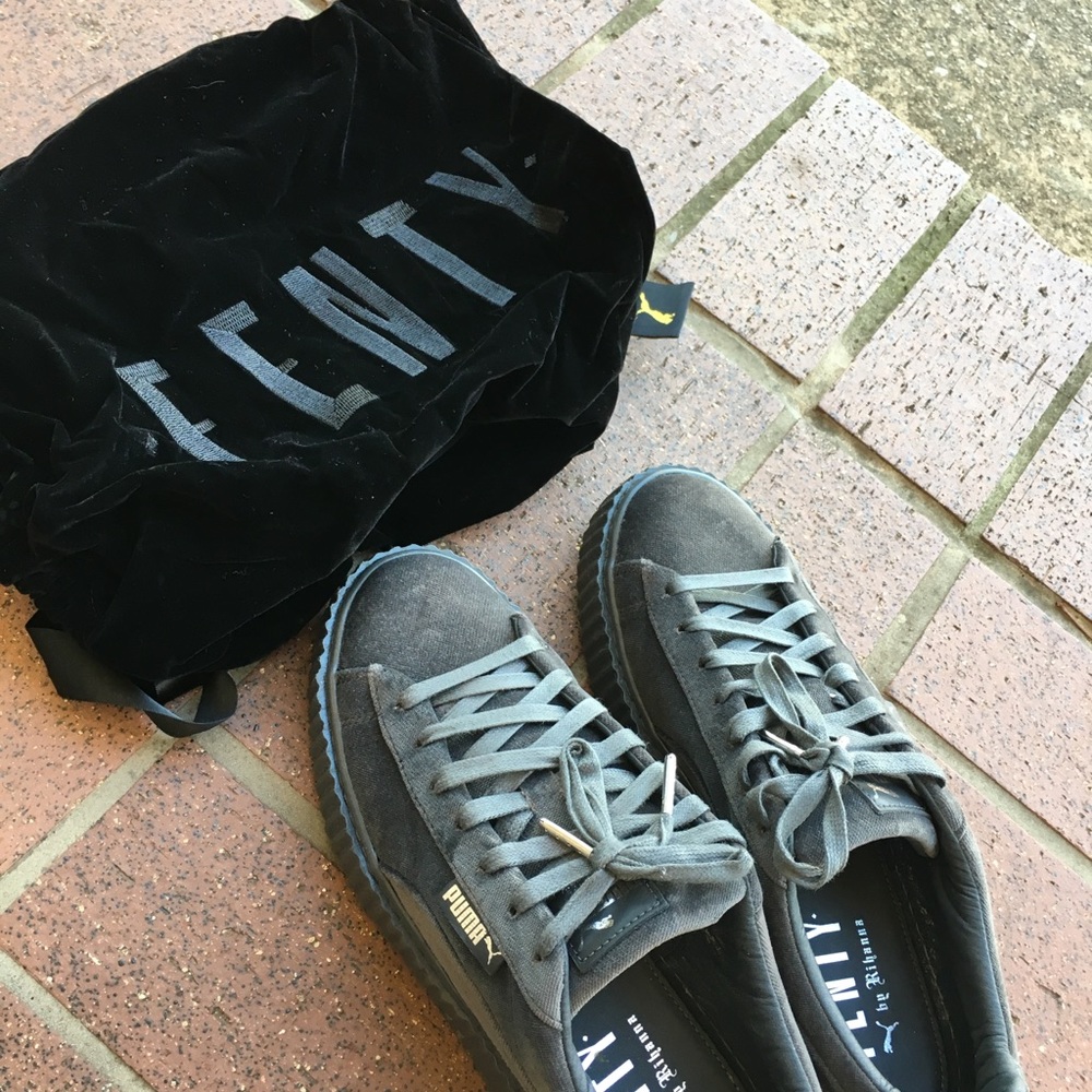 Velvet Charcoal Puma Creepers size 9.5